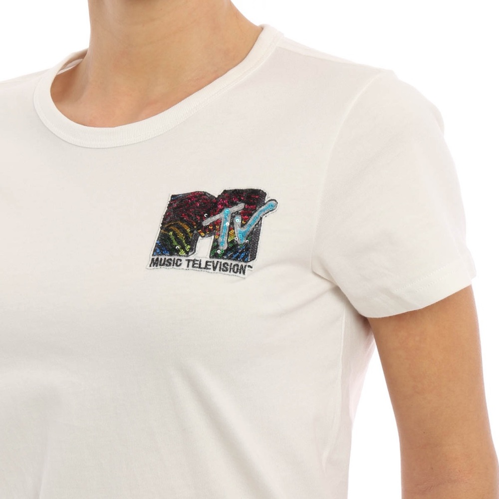 MTV White Short-Sleeve Logo Tee